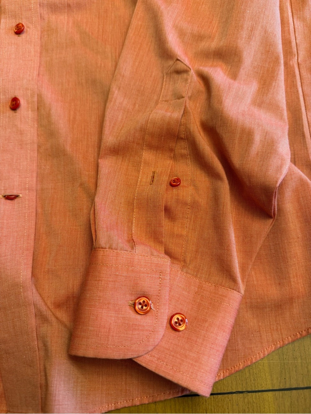 Men's Stafford Coral Button-Up Cotton Blend Shirt | 16 (34-35) - Picture 4 of 8